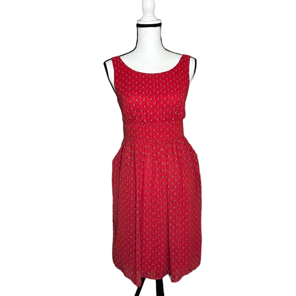 Maurice’s Patterned Summer Dress 5/6 Red Sleeves Pockets